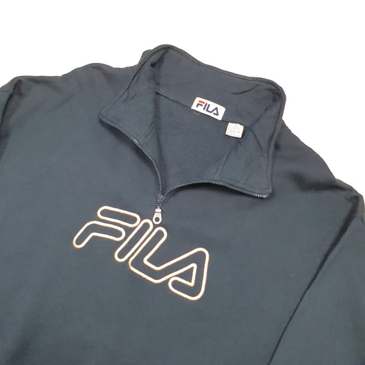 Fila Spellout Quarter Zip Navy