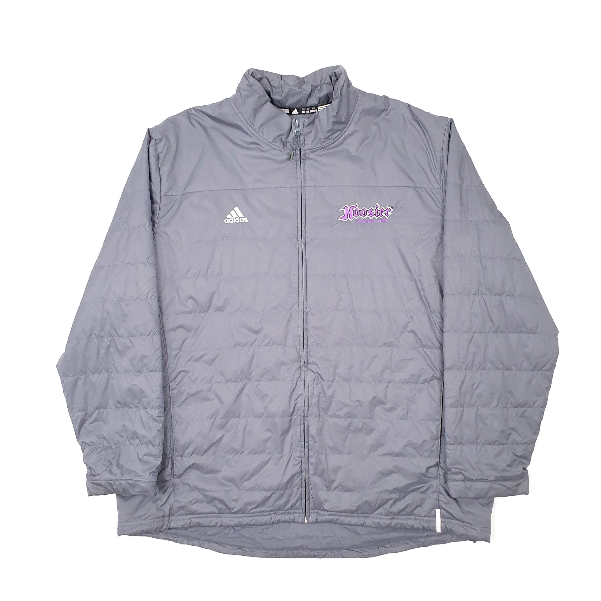 Mens Grey Adidas Hoosier Racing Tire Nascar Padded Jacket Coat