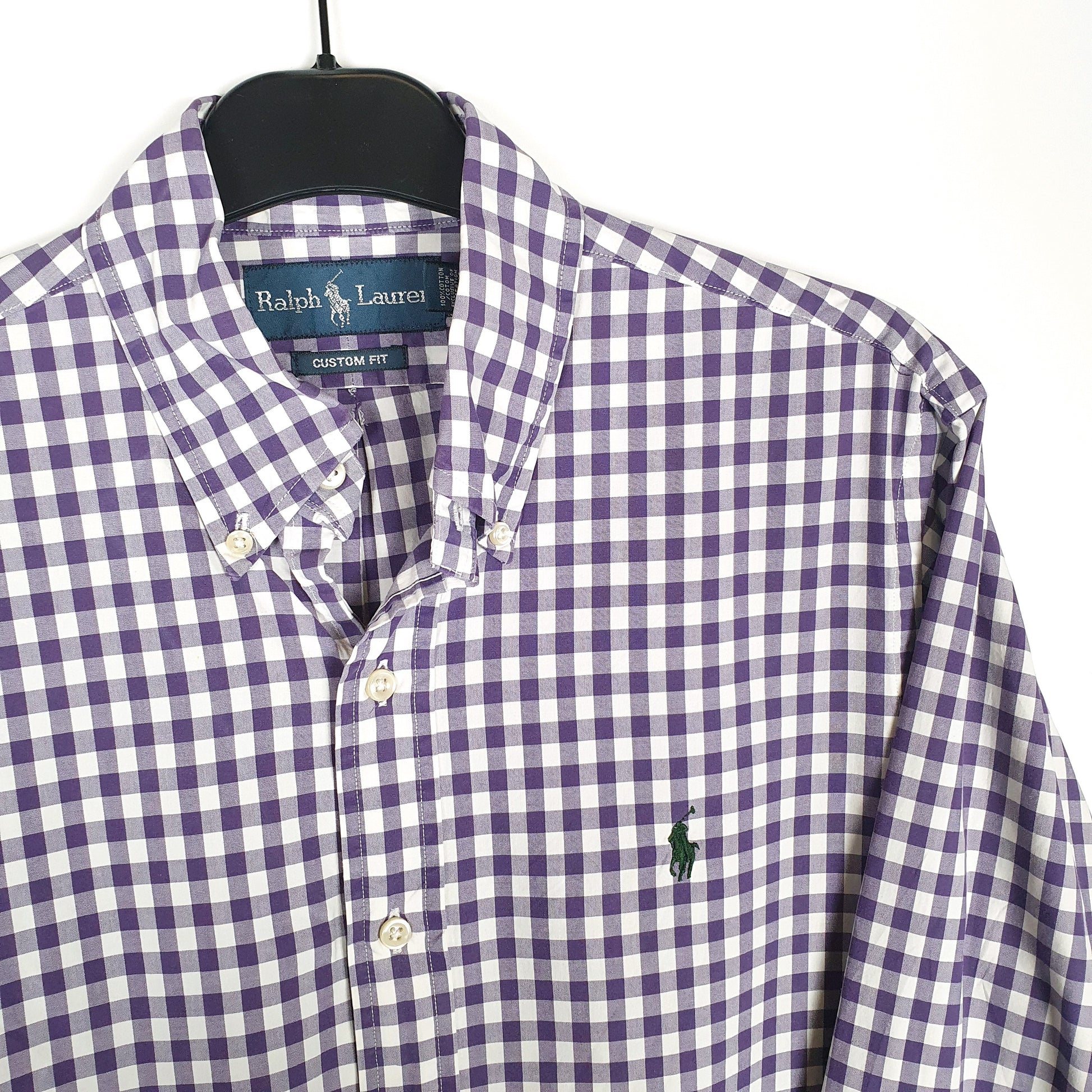 Polo Ralph Lauren Long Sleeve Custom Fit Gingham Shirt Purple