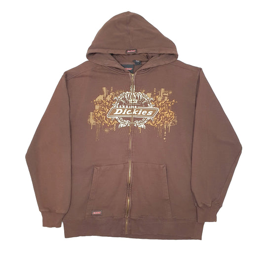 Mens Brown Dickies Workwear Full Zip Jumper