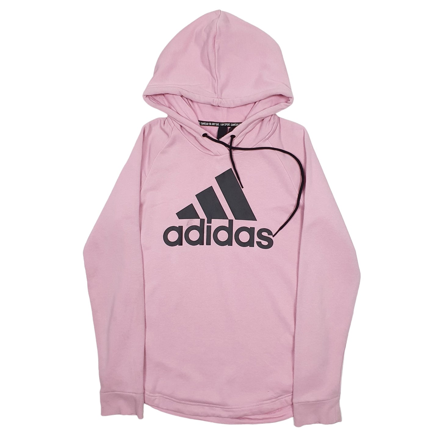Womens Pink Adidas Spellout Hoodie Jumper