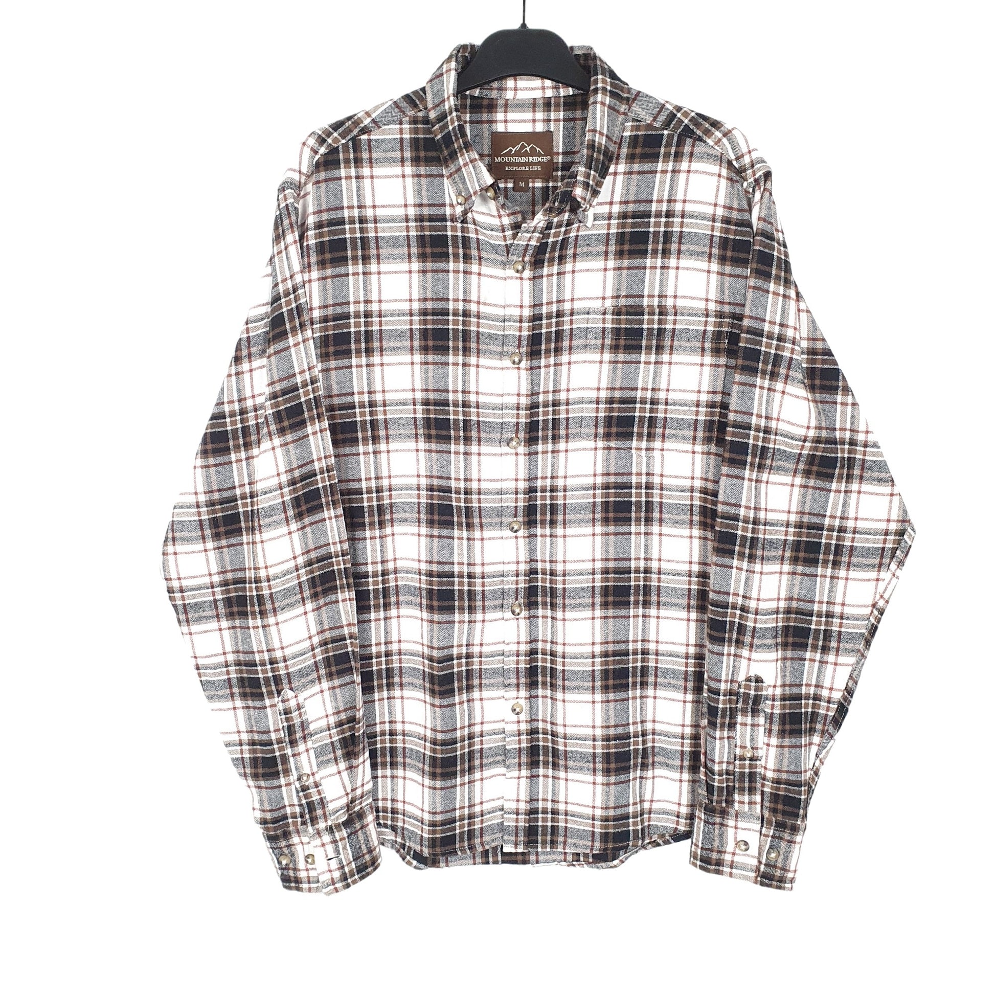 Mountain Ridge Shacket Overshirt Long Sleeve Regular Fit Check Shirt White