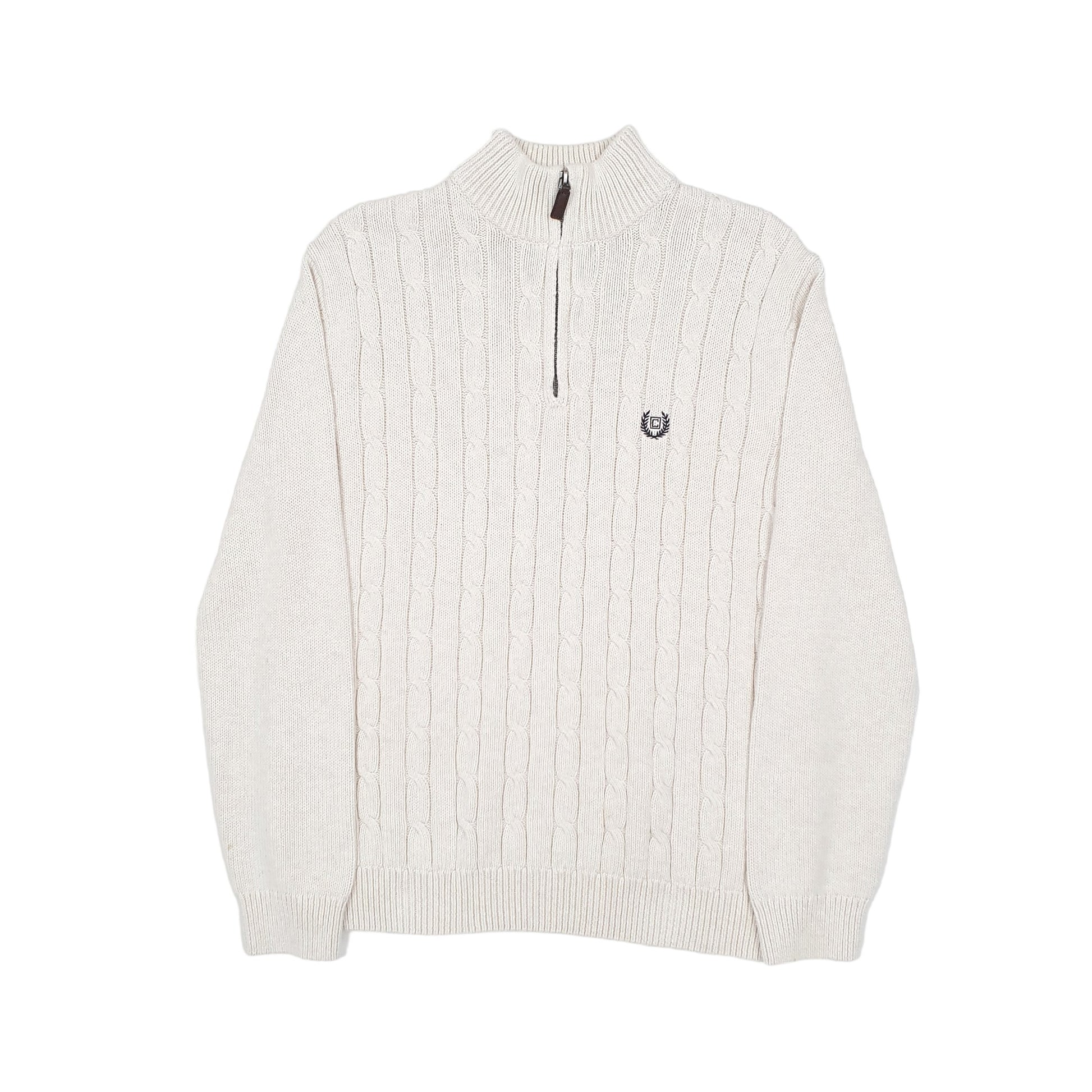 Ralph Lauren Chaps Cable Knit Quarter Zip S Cream