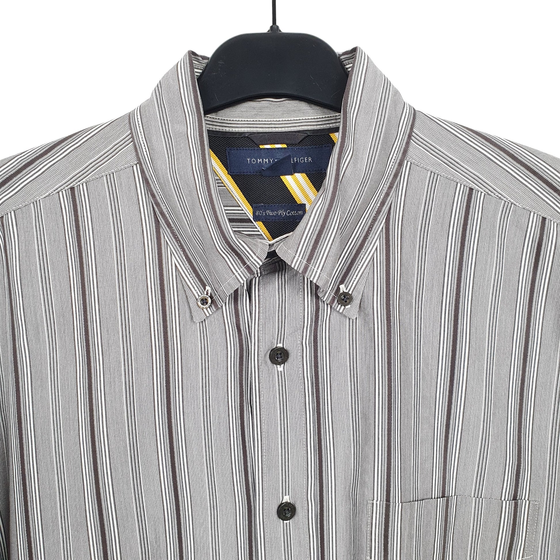 Tommy Hilfiger Long Sleeve Regular Fit Pinstripe Shirt Grey