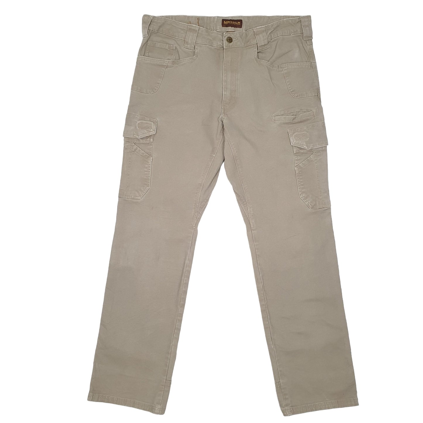 Mens Beige Lincoln Outfitters Combat Pants Stretch Cargo Trousers