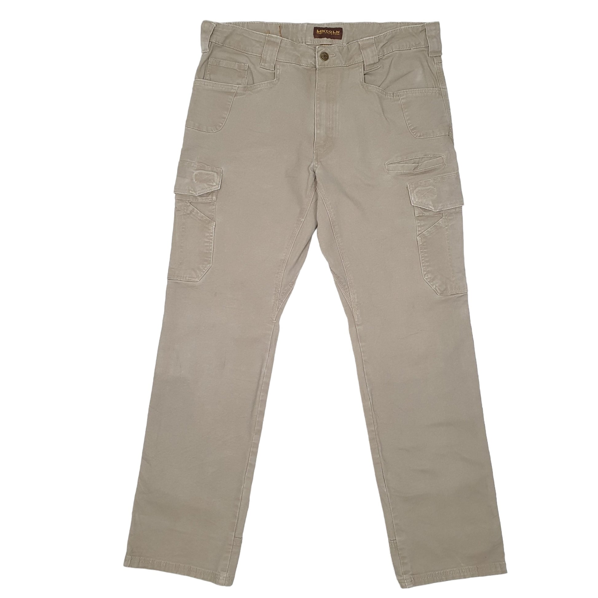 Mens Beige Lincoln Outfitters Combat Pants Stretch Cargo Trousers