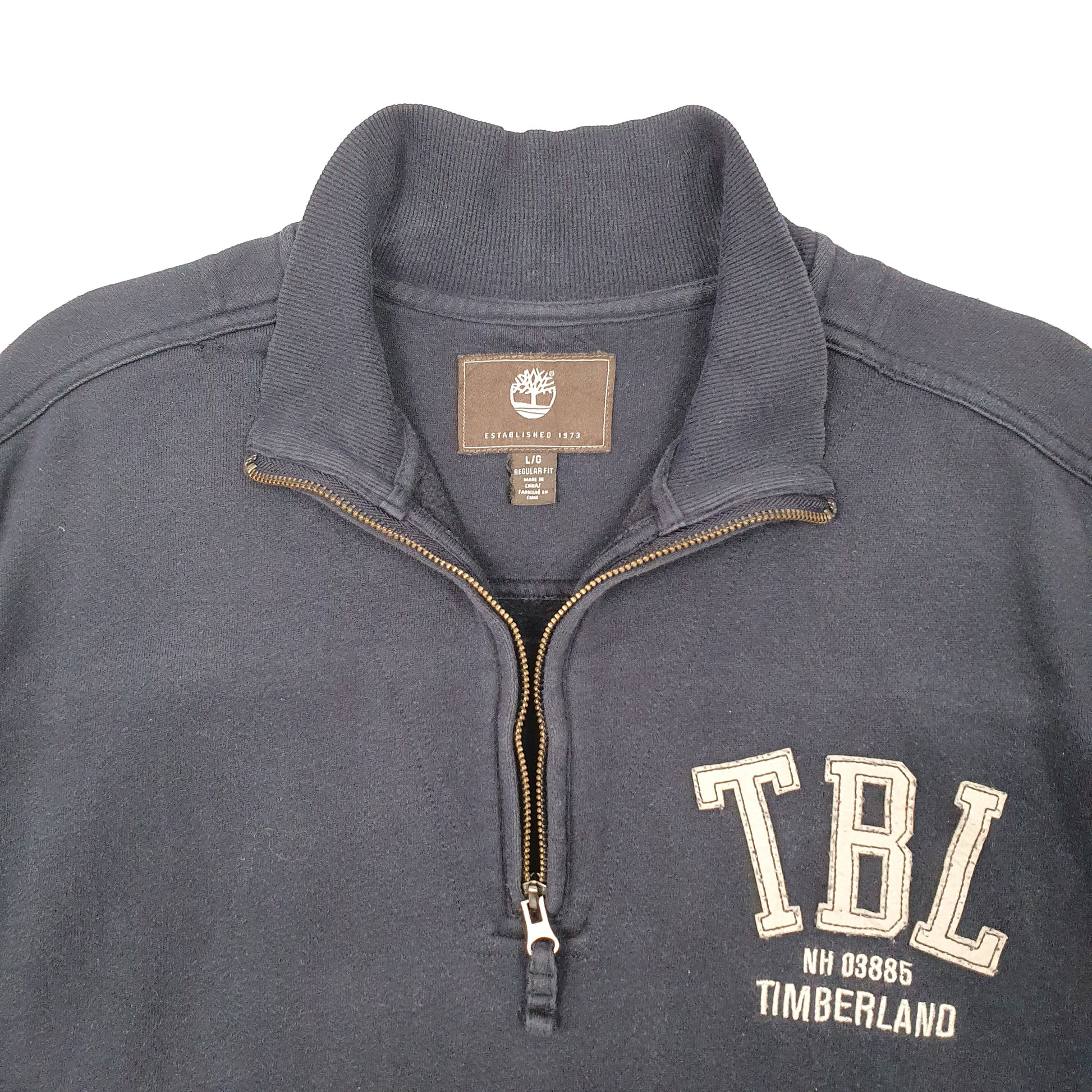 Mens Black Timberland Spellout Quarter Zip Jumper