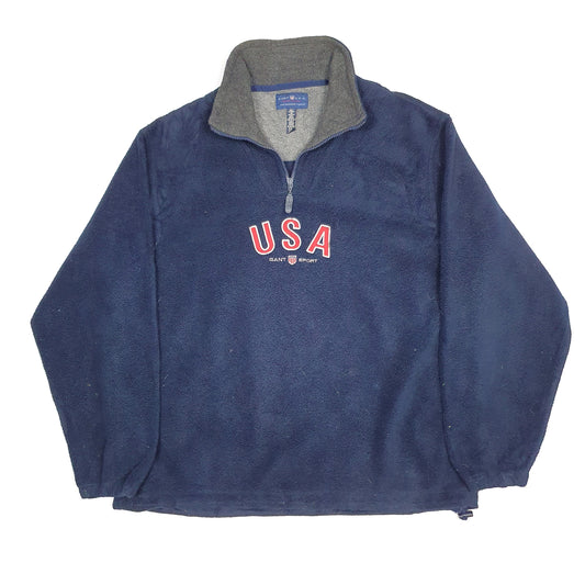 GANT Spellout Quarter Zip Fleece XL Navy