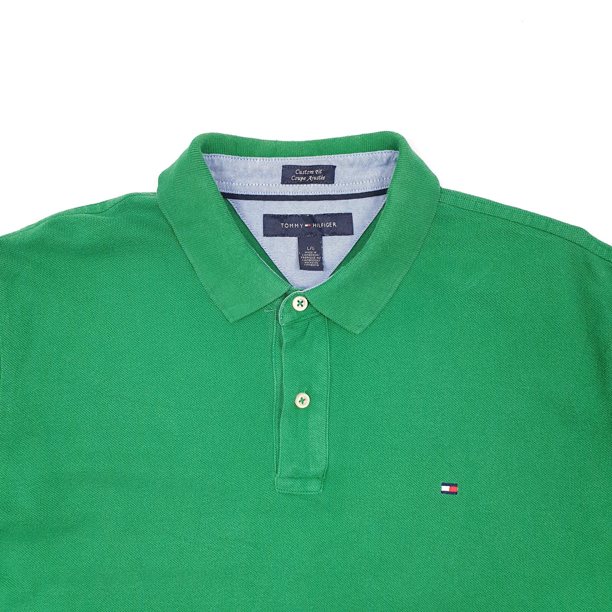 Mens Green Tommy Hilfiger Custom Fit Short Sleeve Polo Shirt
