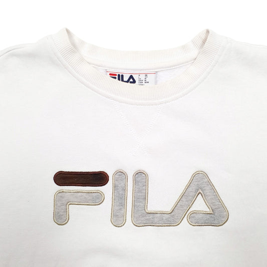 Womens White Fila Spellout Crewneck Jumper