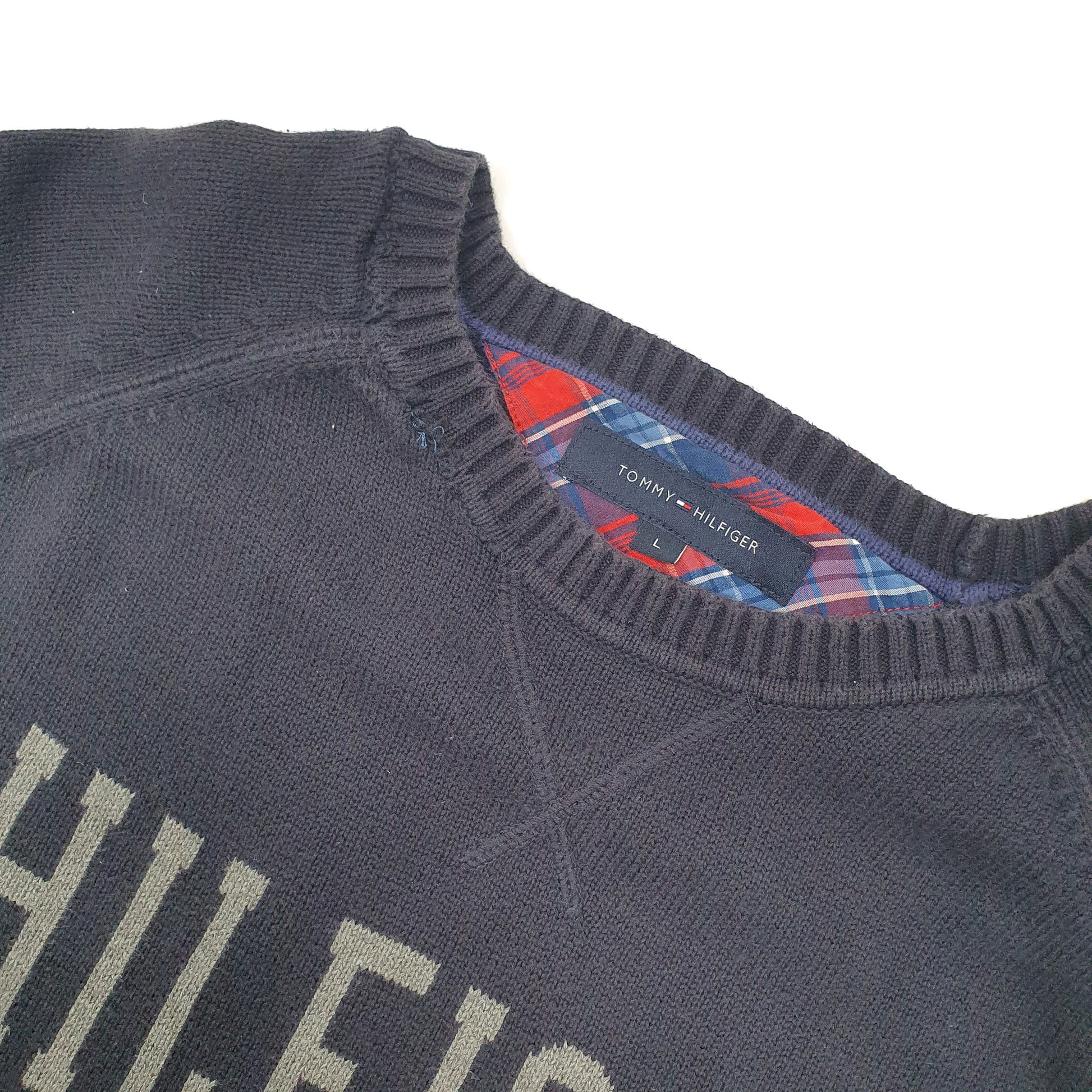 Tommy Hilfiger Spellout Knit Crewneck M Navy