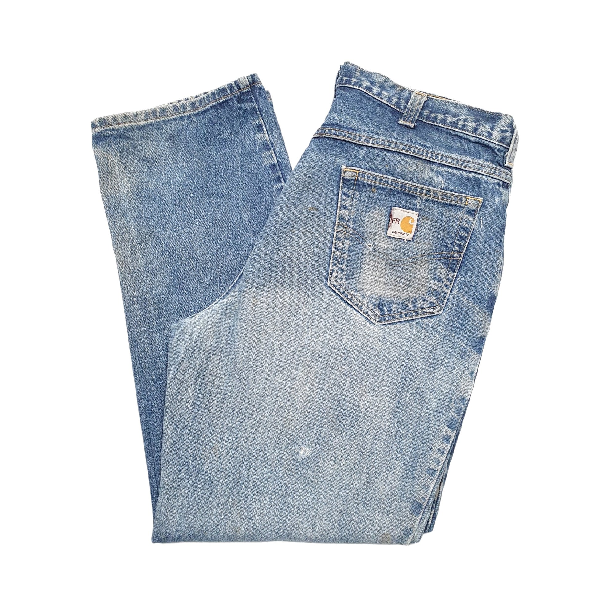 Mens Blue Carhartt Fire Resistant Carpenter Trousers