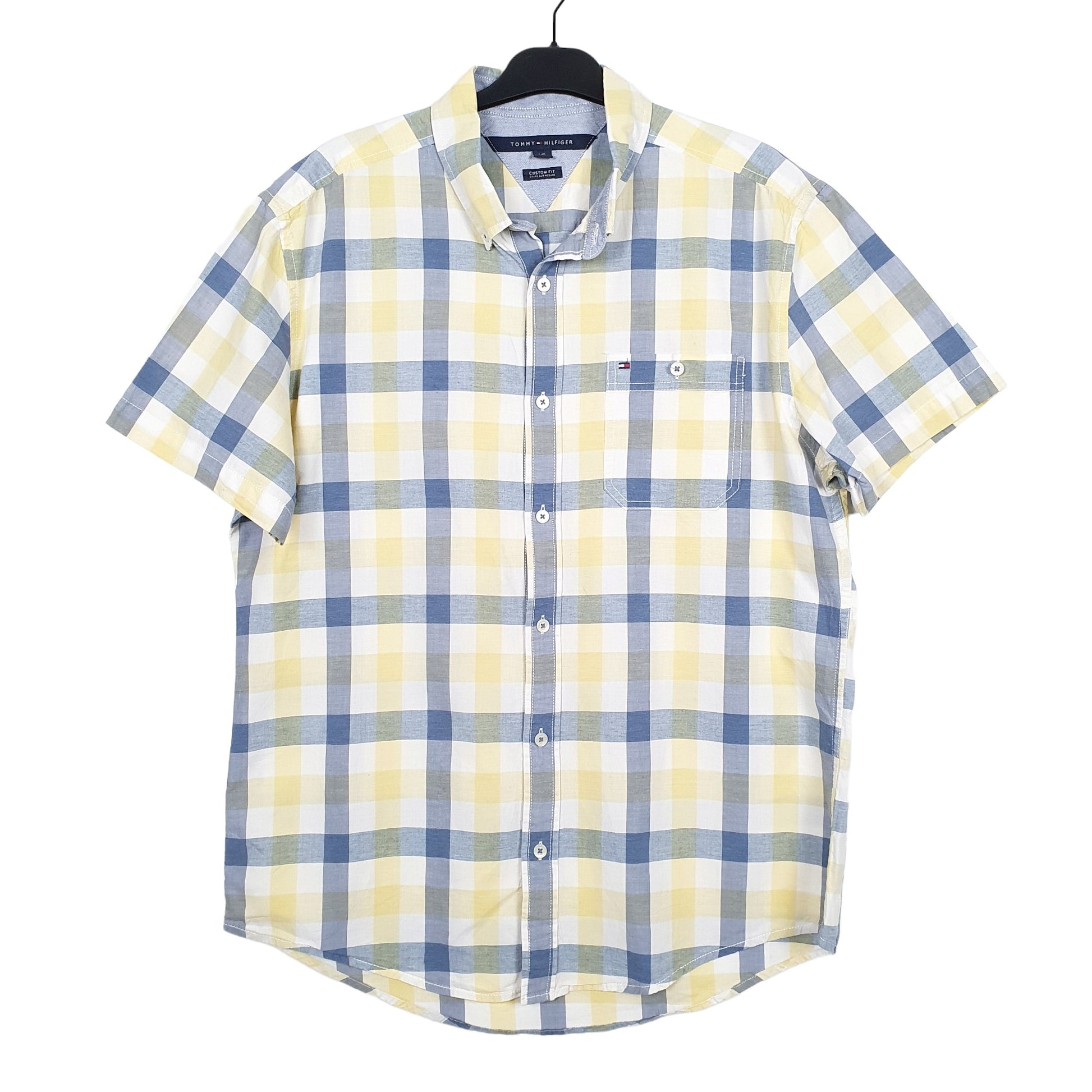 Tommy Hilfiger Short Sleeve Custom Fit Check Shirt Yellow