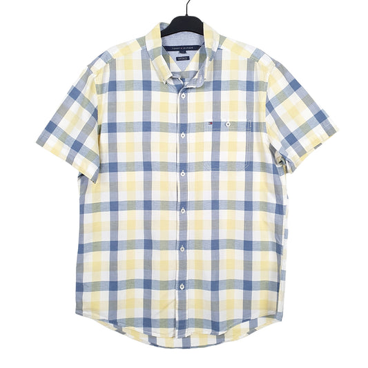 Tommy Hilfiger Short Sleeve Custom Fit Check Shirt Yellow