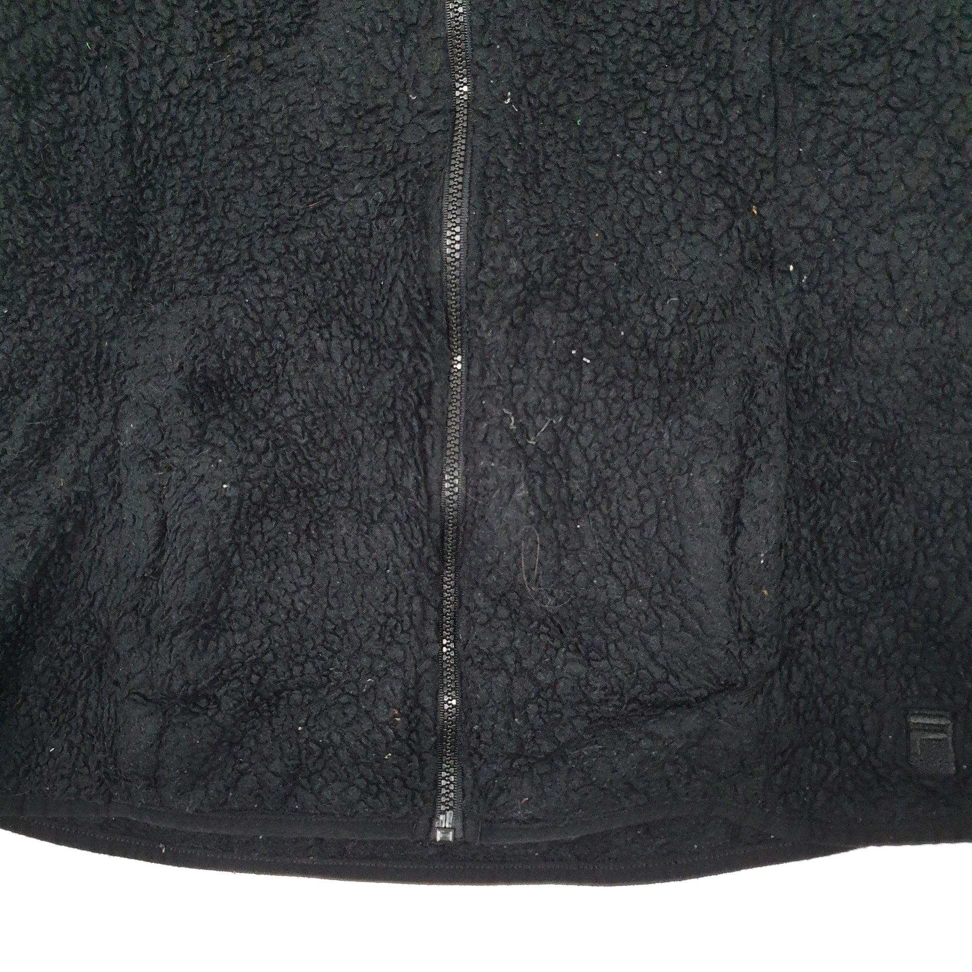 Womens Black Fila Sherpa Retro Pile Full Zip Jumper