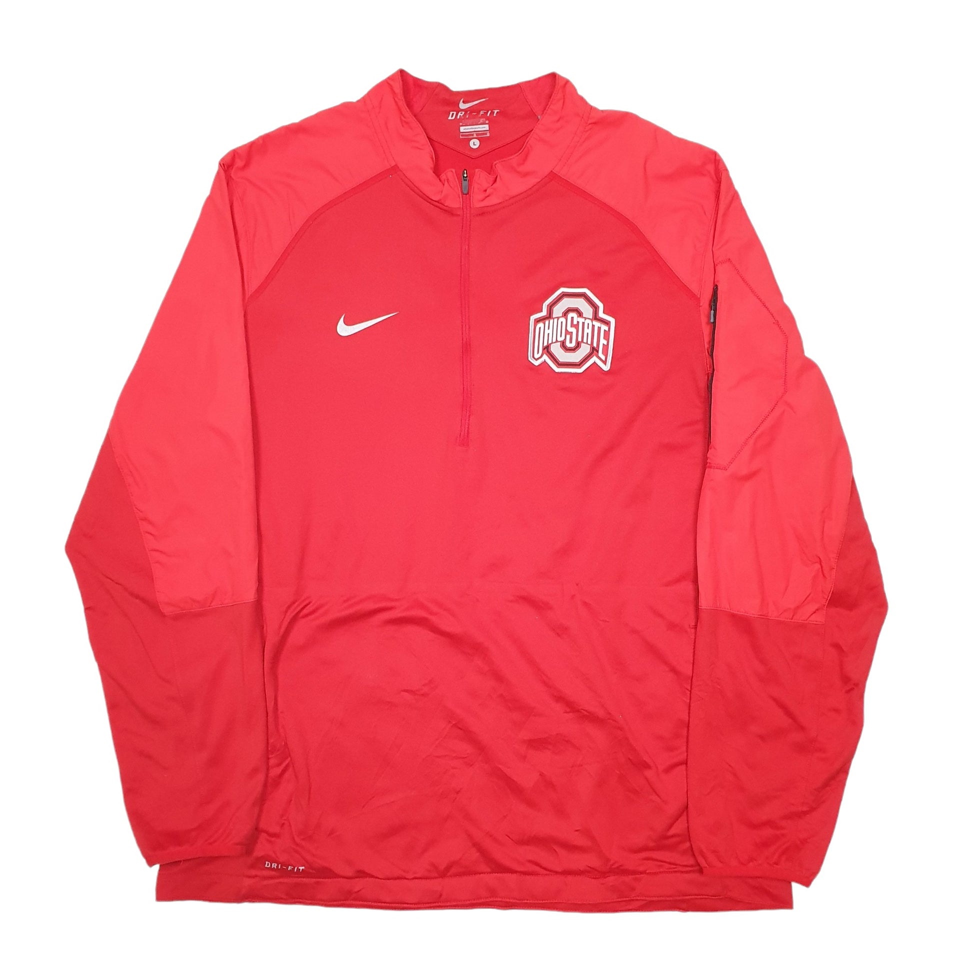 Mens Red Nike Dri-Fit Ohio State Quarter Zip Jumper