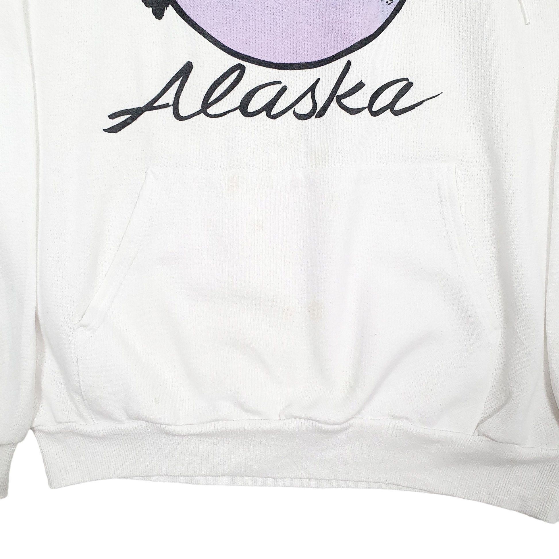 Mens White Hanes Vintage 1980s Denali National Park USA Alaska Hoodie Jumper