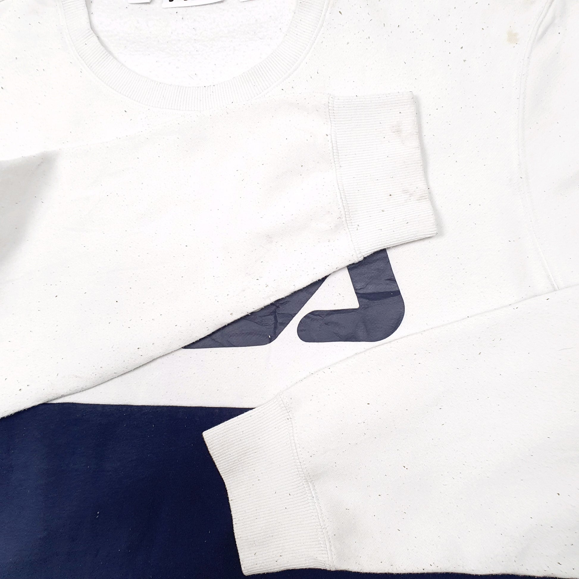 Mens White Fila  Crewneck Jumper