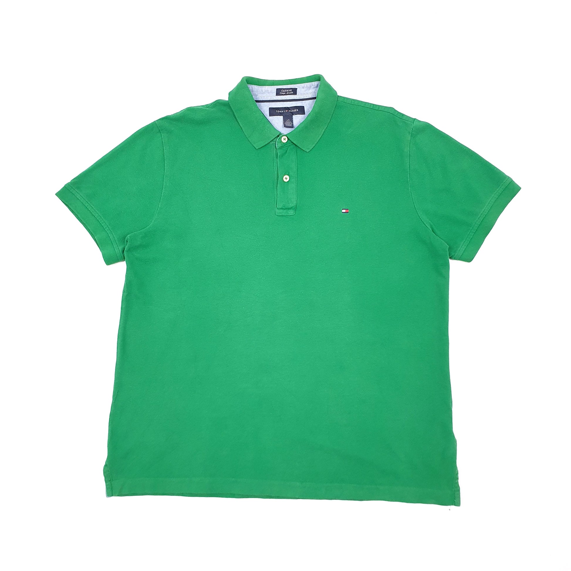 Mens Green Tommy Hilfiger Custom Fit Short Sleeve Polo Shirt