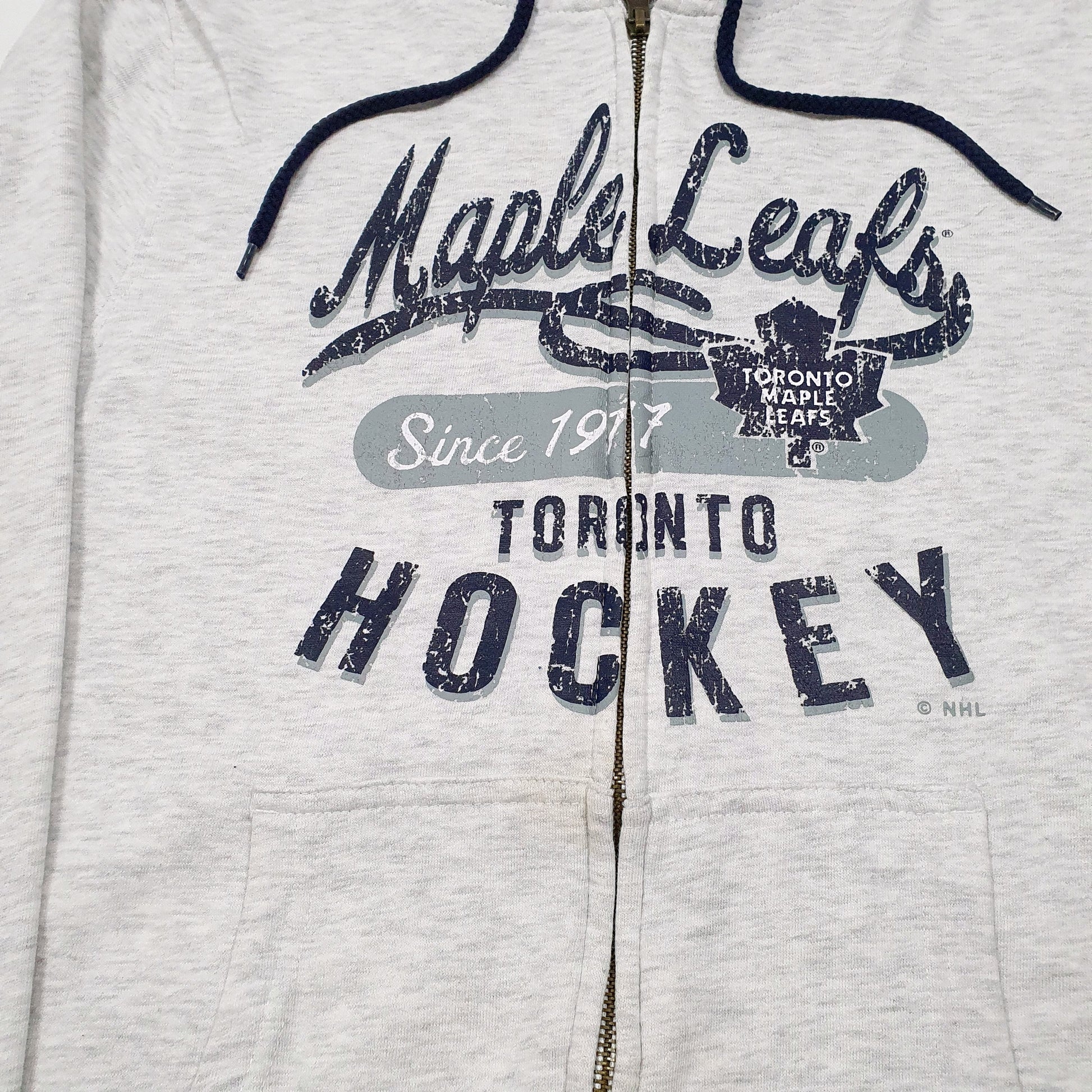 Mens Grey NHL Toronto Maple Leafs Hockey Hoodie Full Zip Jumper