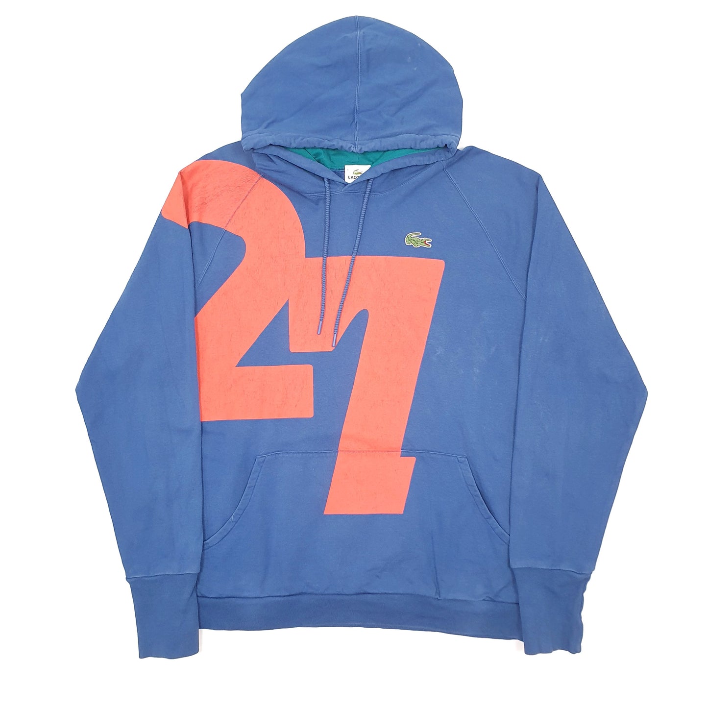 Mens Blue Lacoste 27 Hoodie Jumper