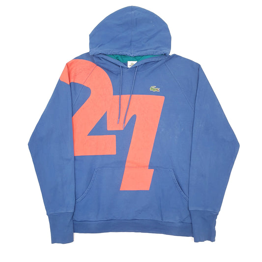 Mens Blue Lacoste 27 Hoodie Jumper
