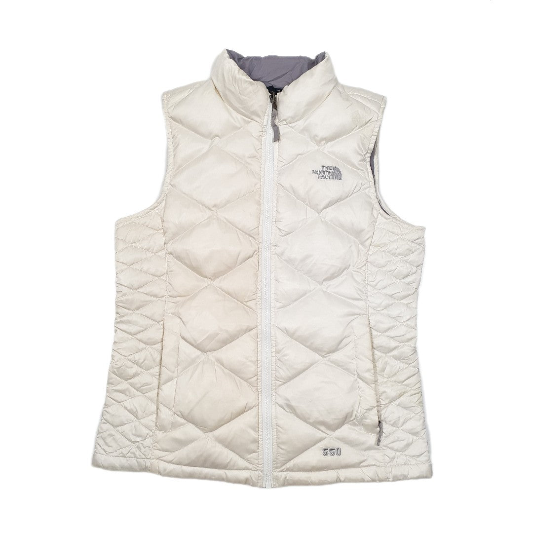 Womens The North Face Goose Down 550 Puffer Gilet Cream