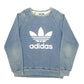 Mens Blue Adidas Spellout Crewneck Jumper