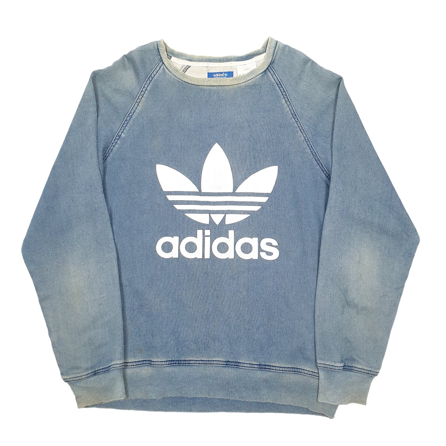 Mens Blue Adidas Spellout Crewneck Jumper