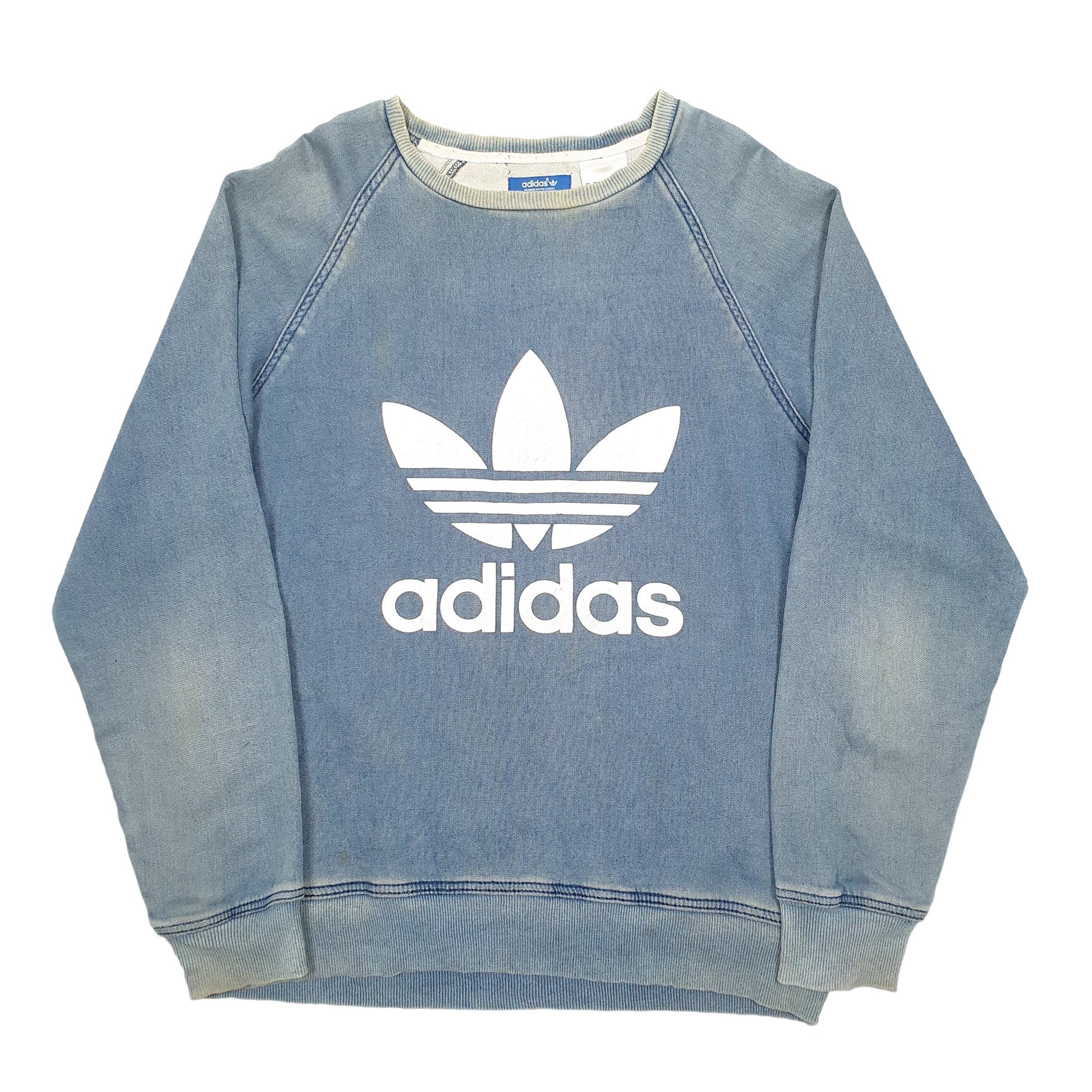 Mens Blue Adidas Spellout Crewneck Jumper