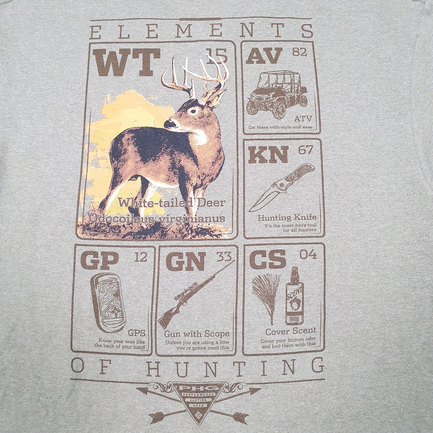 Mens Khaki Columbia Sportswear Performance Hunting Gear PHG Short Sleeve T Shirt