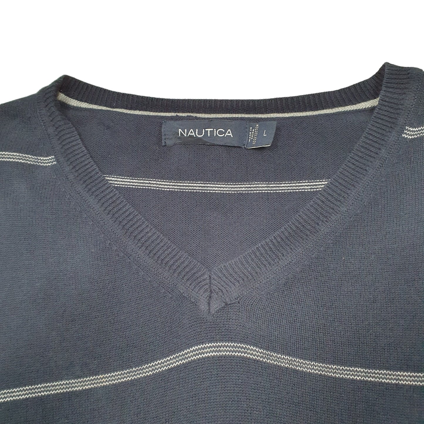 Mens Navy Nautica  V Neck Jumper