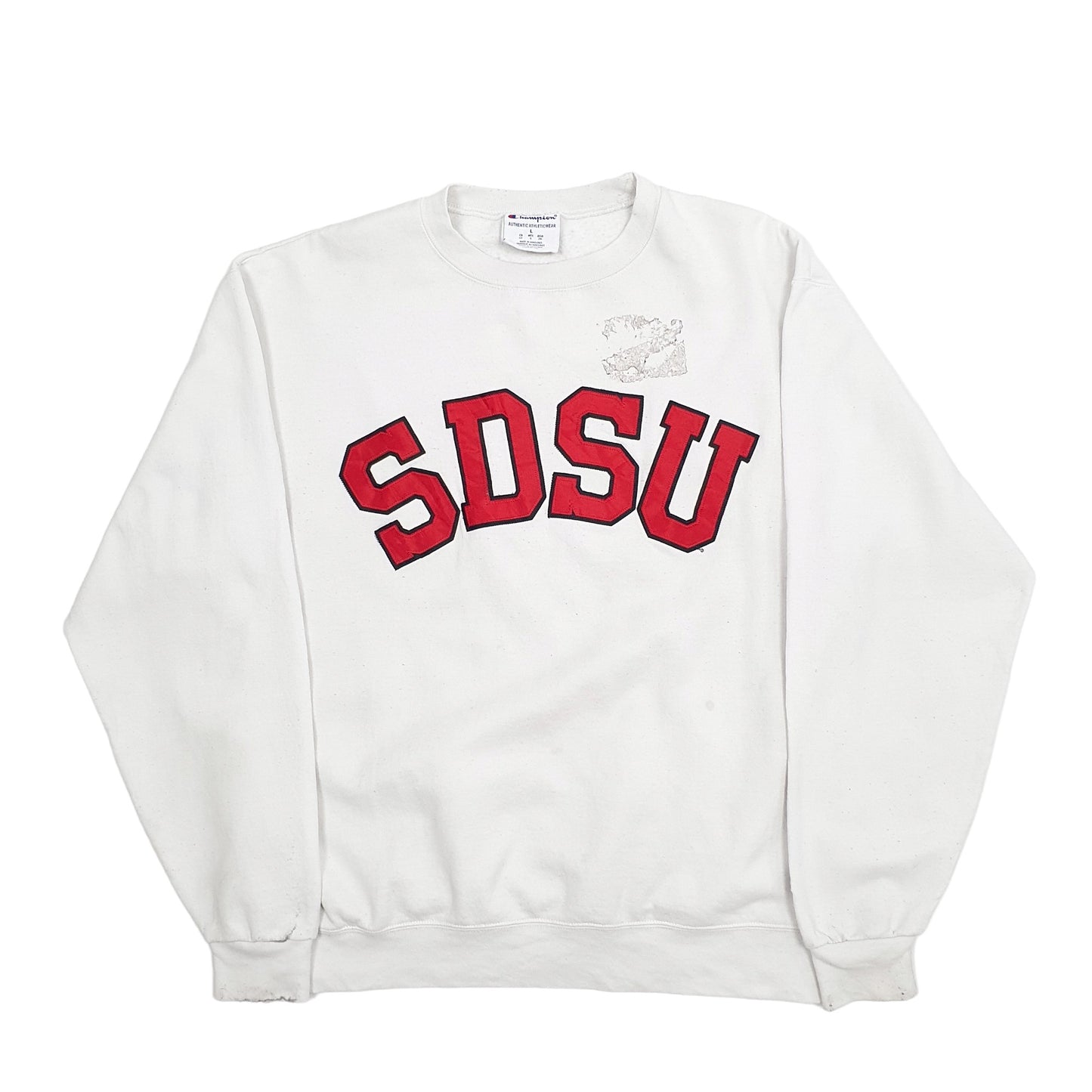 Mens White Champion USA College SDSU Crewneck Jumper