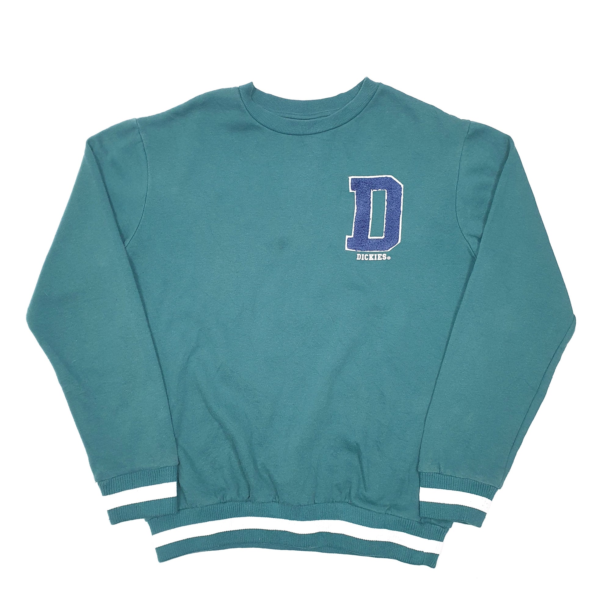 Mens Green Dickies Letterman Work Wear Crewneck Jumper