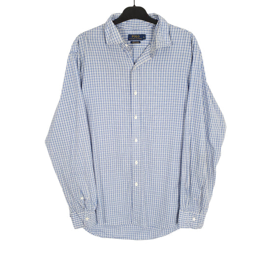 Ralph Lauren Stretch Poplin Long Sleeve Regular Fit Check Shirt Blue