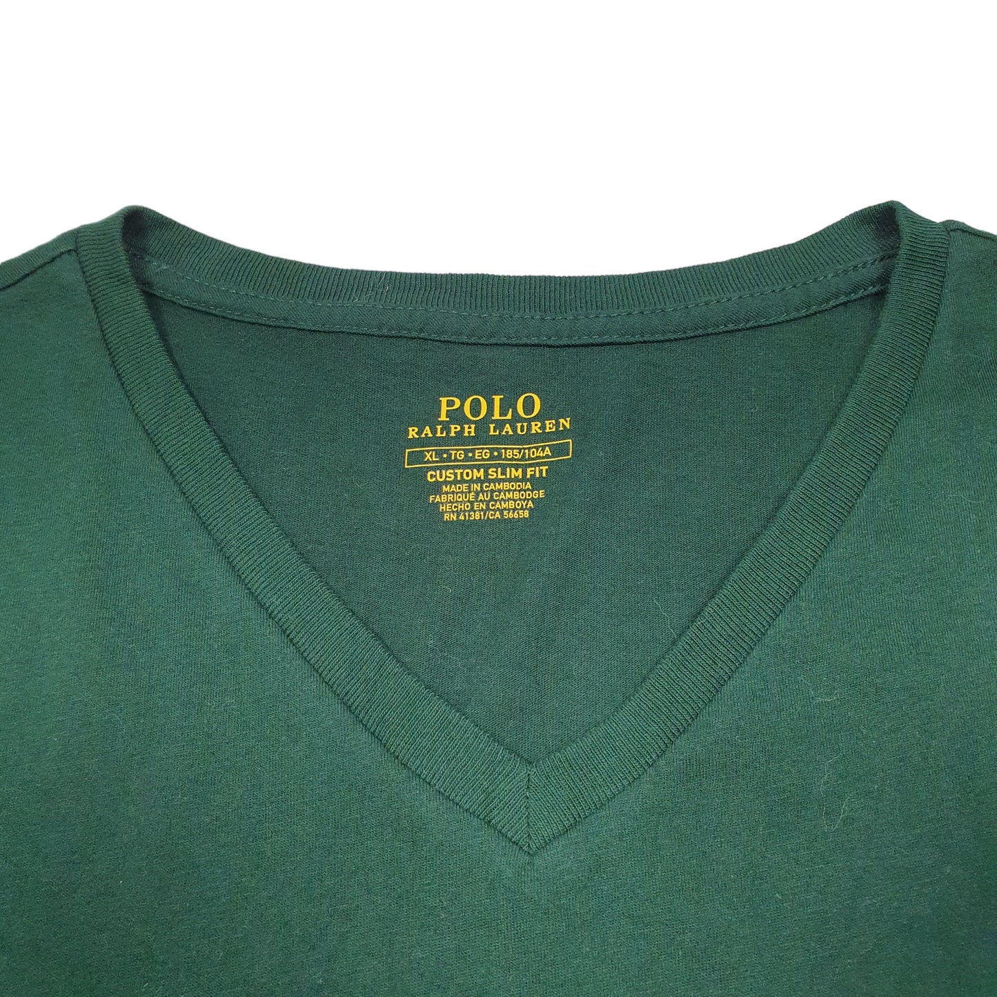 Mens Green Ralph Lauren Slim Fit Polo V Neck Short Sleeve T Shirt