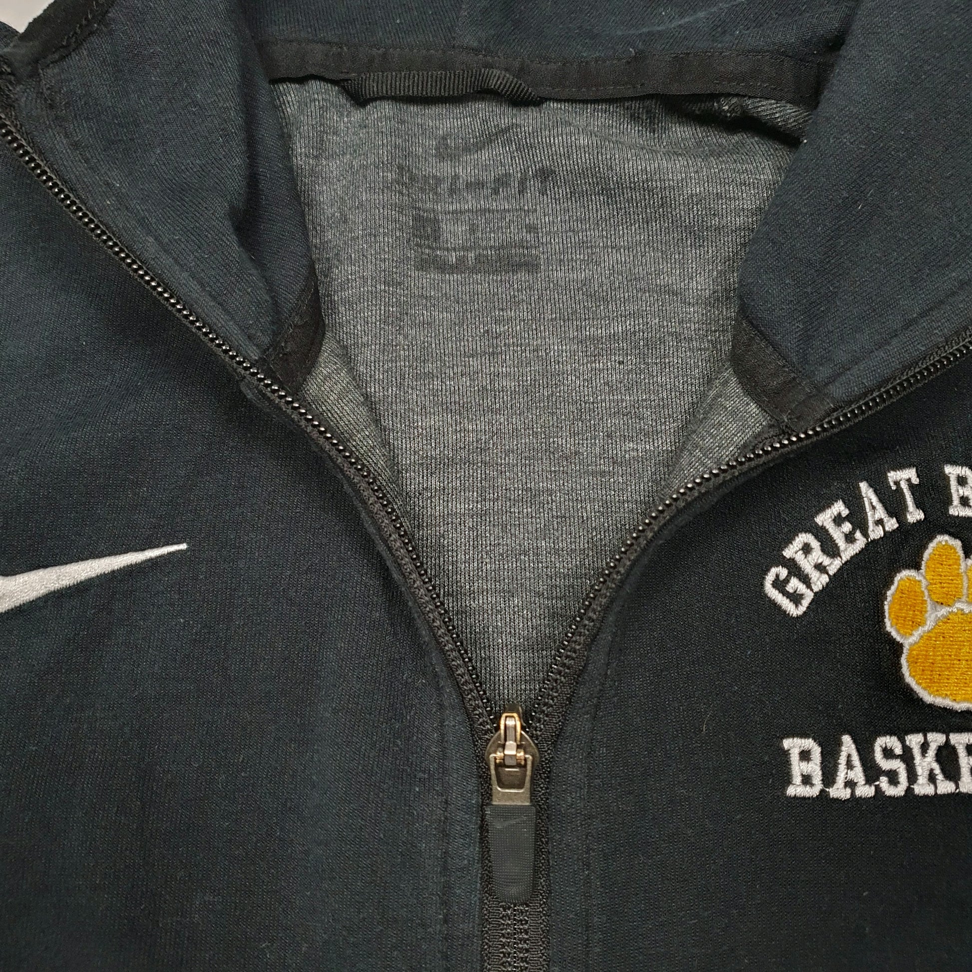 Mens Black Nike Hoodie Great Bridge Basketball Dri Fit Full Zip Jumper