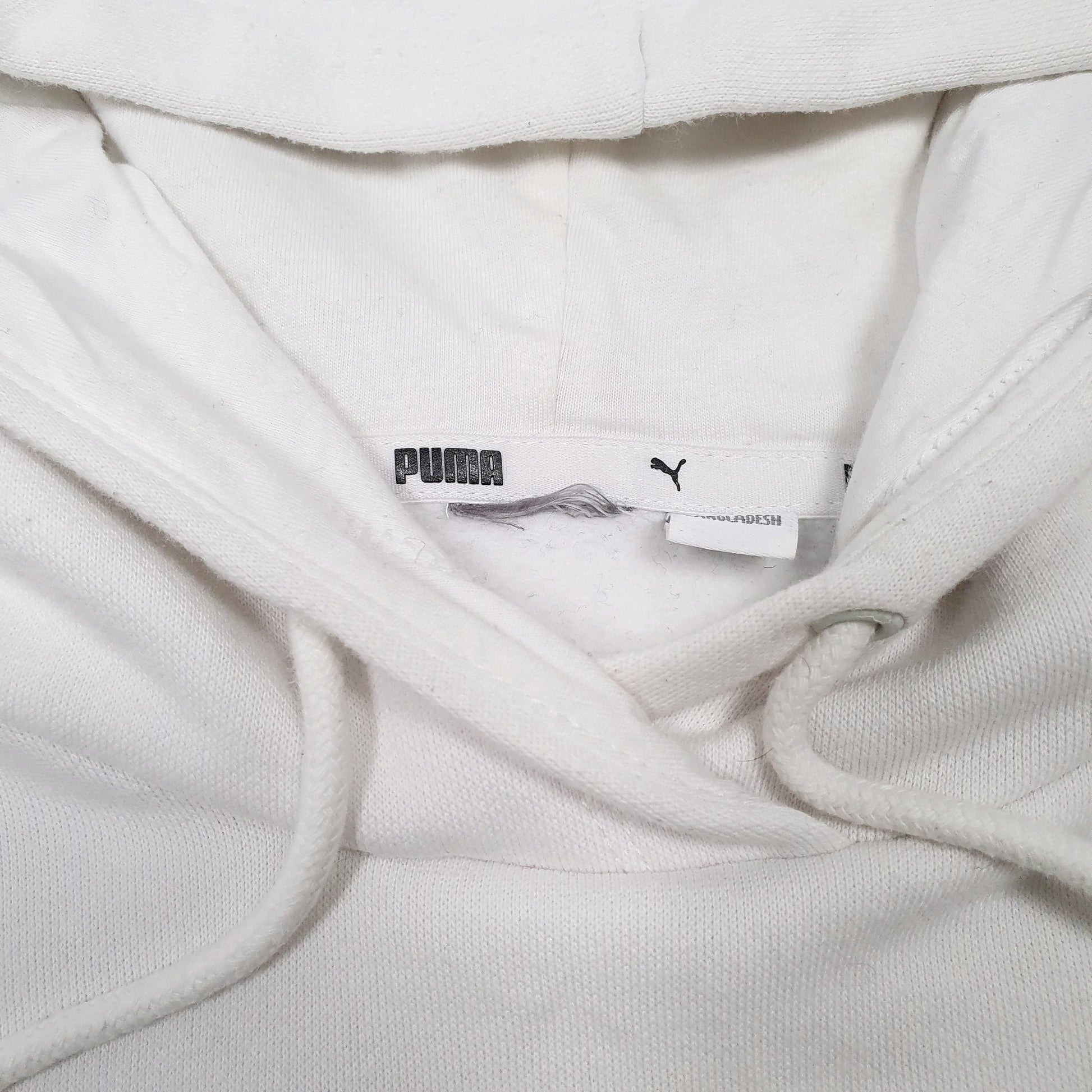 Mens White Puma  Hoodie Jumper