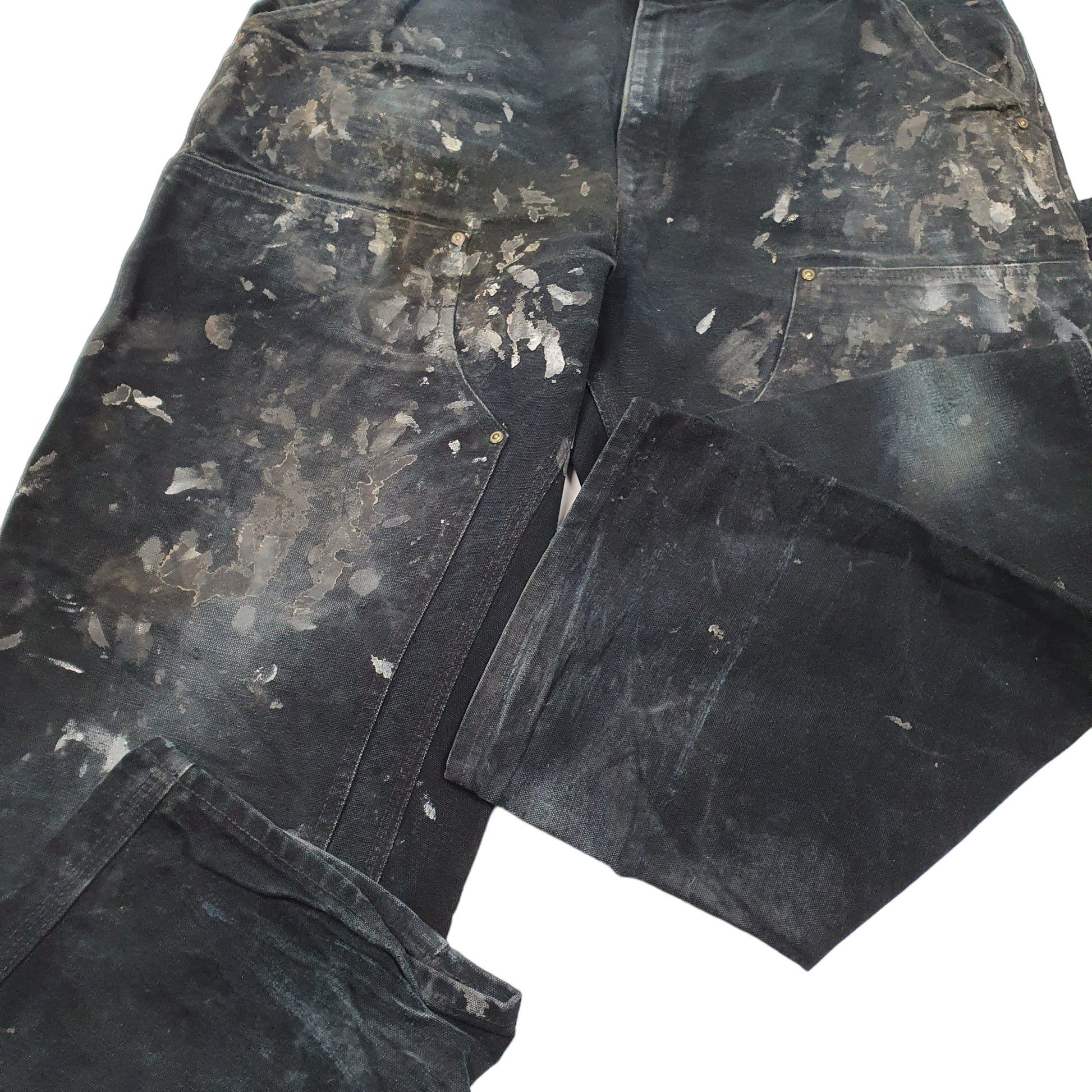 Mens Black Carhartt Double Knee Riveted Made In USA Carpenter Trousers