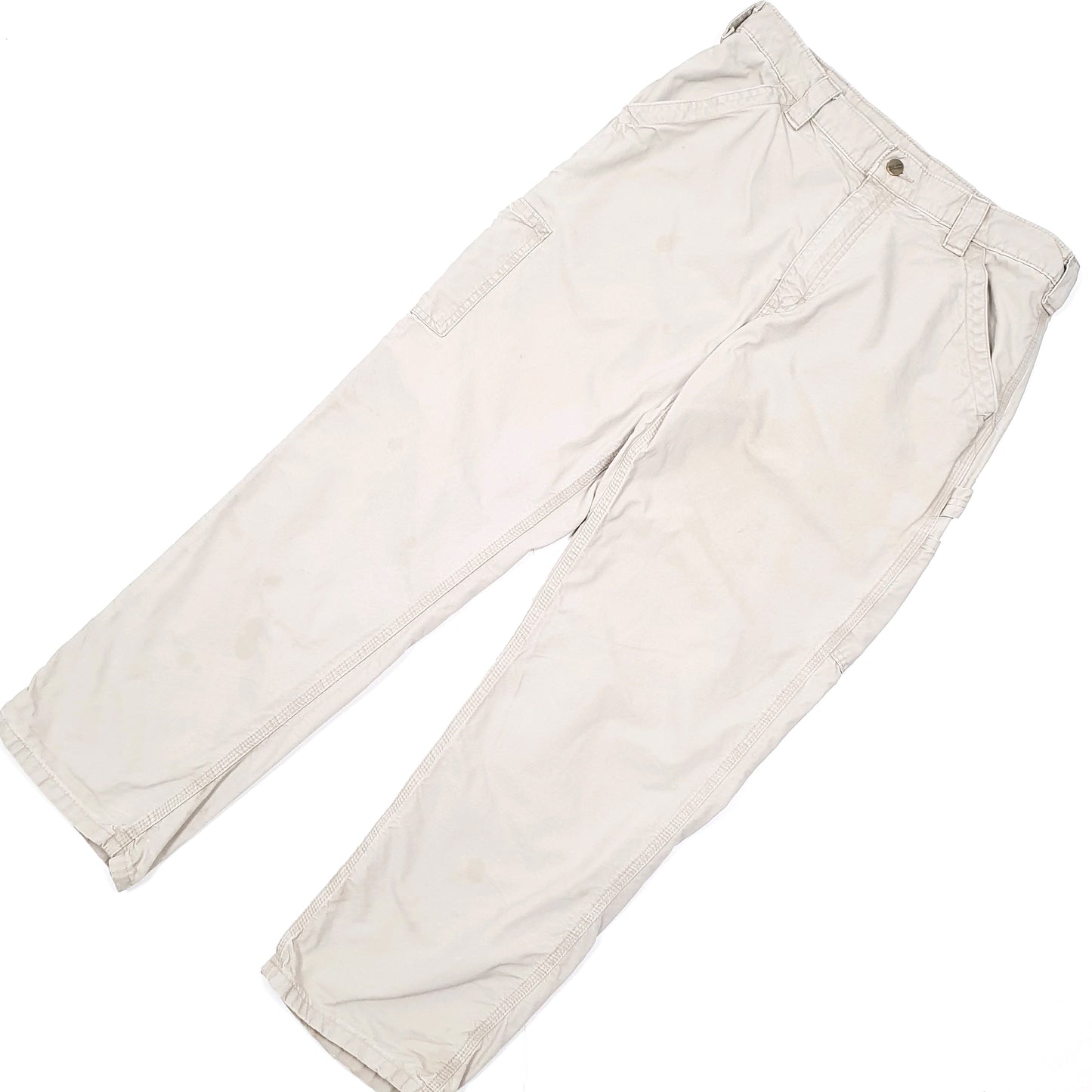 Mens Carhartt Canvas Loose Fit Beige Carpenter Trousers W34 L32 Beige