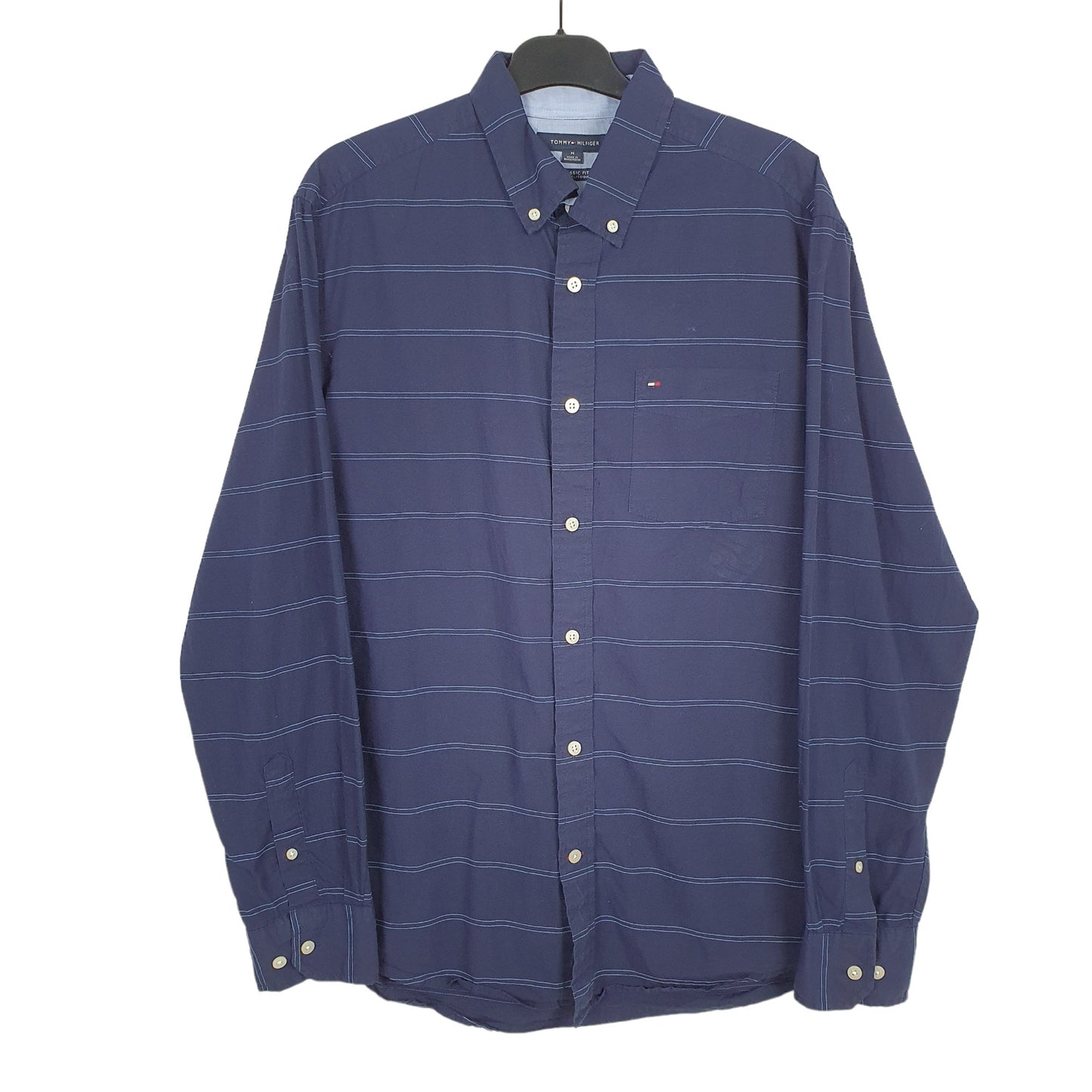 Tommy Hilfiger Long Sleeve Classic Fit Pinstripe Shirt Blue