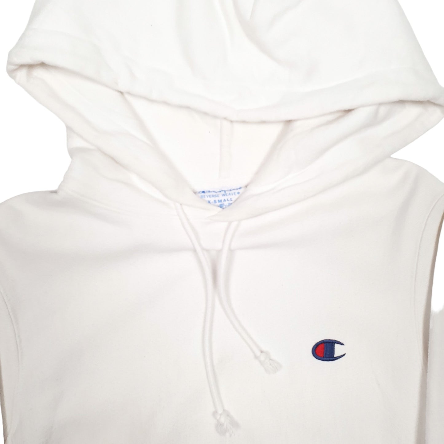 Mens White Champion Reverse Weave Hoodie Jumper