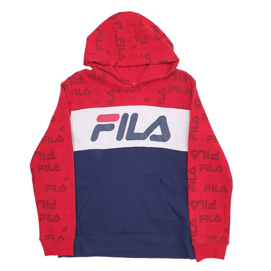 Mens Navy Fila Spellout Hoodie Jumper