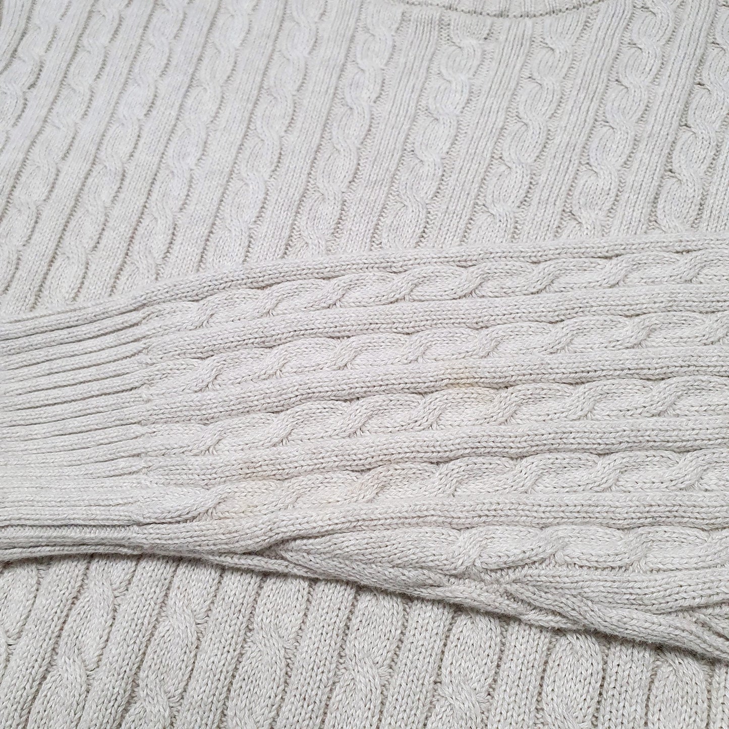 Mens Cream Ralph Lauren Chaps Cable Knit Crewneck Jumper