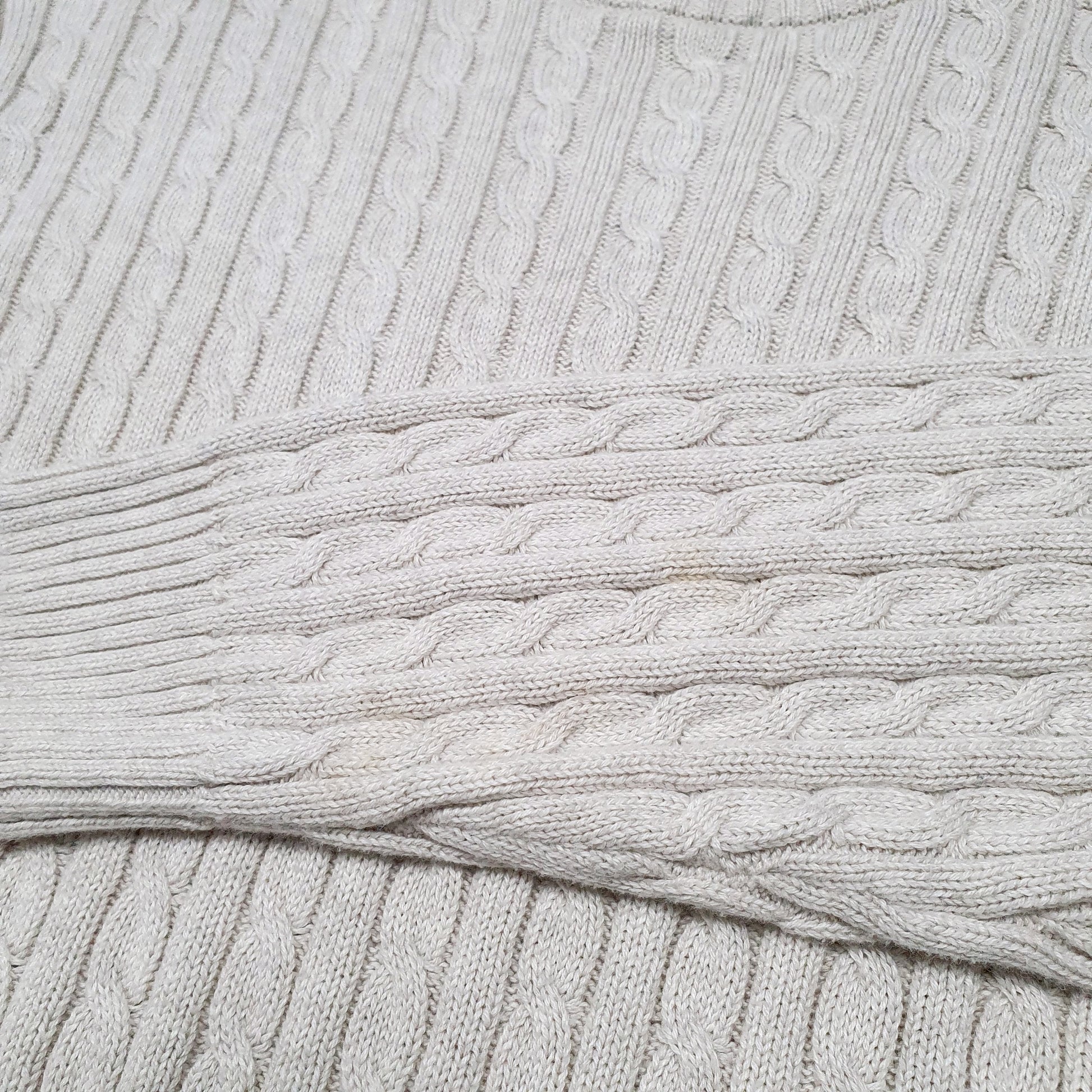 Mens Cream Ralph Lauren Chaps Cable Knit Crewneck Jumper