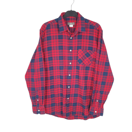 T.N.L Flannel Shacket Overshirt Long Sleeve Regular Fit Check Shirt Red