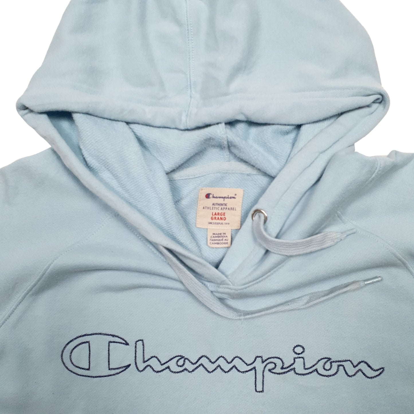Womens Blue Champion Spellout Hoodie Jumper