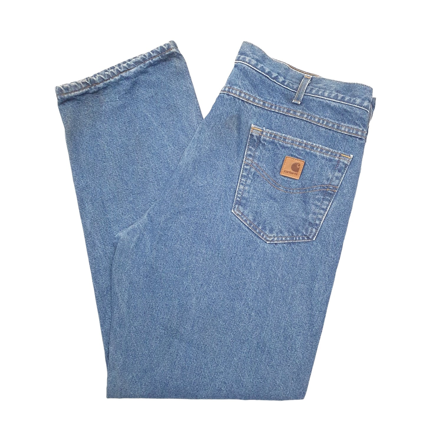 Mens Blue Carhartt Lined Insulated Carpenter JeansW38 L32