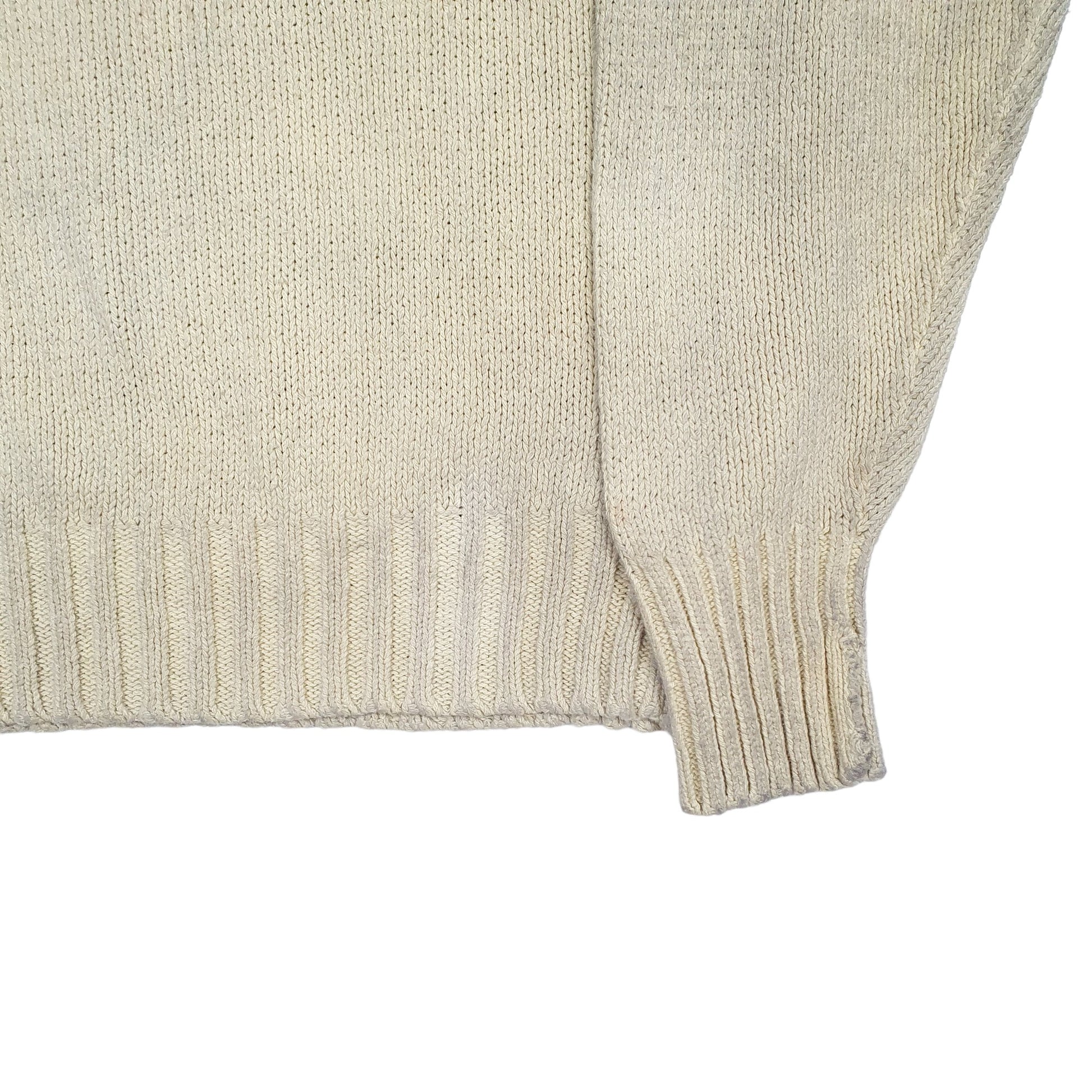 Mens Cream Polo Ralph Lauren Thick Chunky Knit Crewneck Jumper