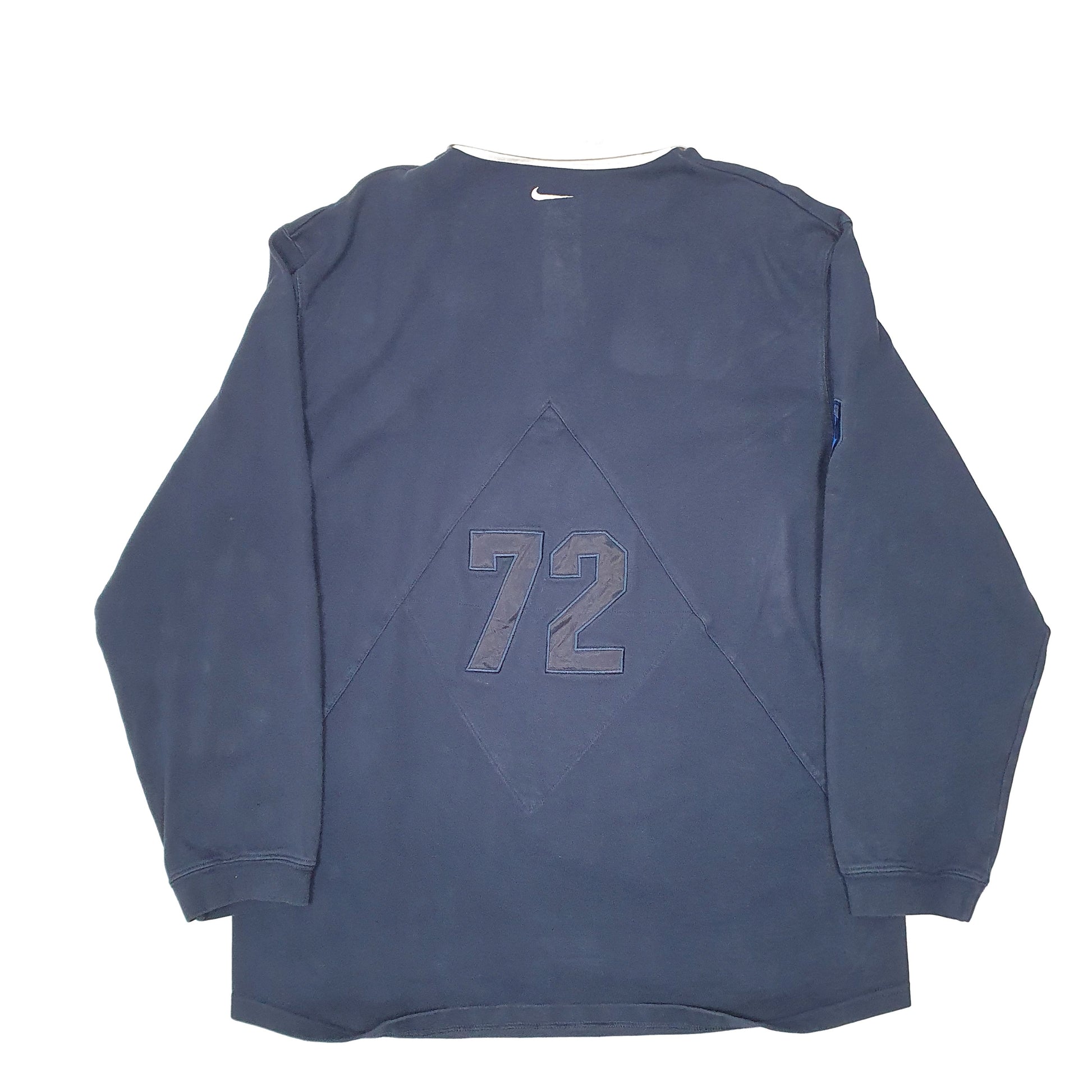 Mens Navy Nike Shirt Vintage 2000's Y2K Rugby Jumper